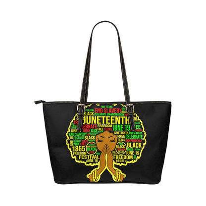 Praying Afro Queen Leather Tote Bag