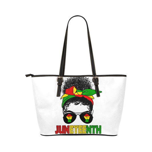Juneteenth Messy Bun Leather Tote Bag