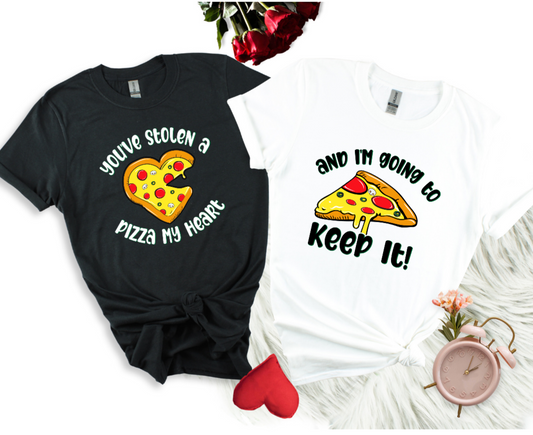 A Pizza My Heart Couple Shirts