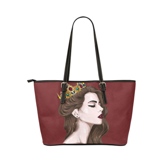 Crowned Queen Leather Tote Bag