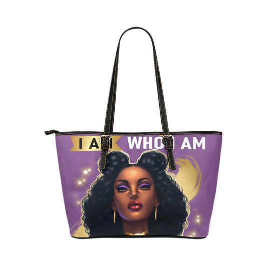 I Am Who I Am Melanin Queen Leather Tote Bag