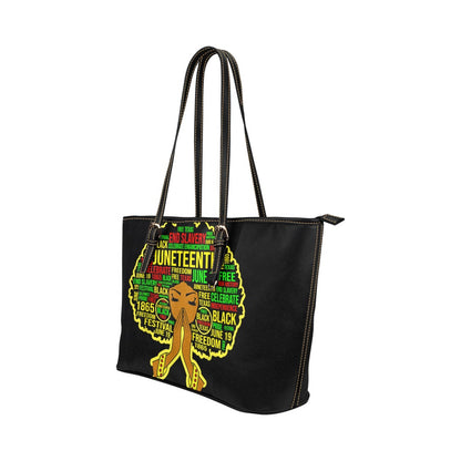 Praying Afro Queen Leather Tote Bag