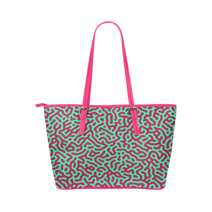 Swirls of Pink Leather Tote Bag