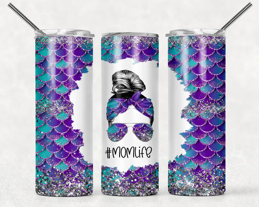 Blue Mermaid Scales Mom Life Tumbler