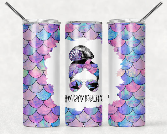 Pink Mermaid Scales Life Tumbler