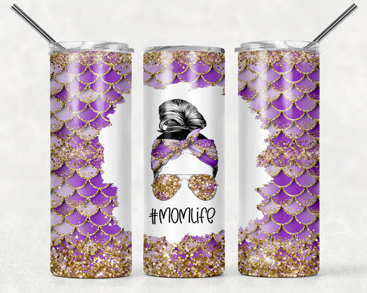 Purple Mermaid Scales Mom Life Tumbler