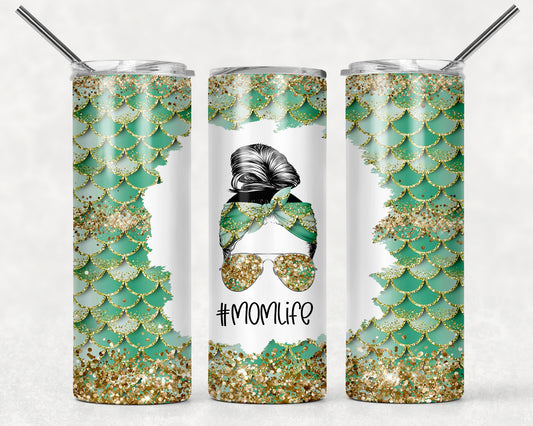 Green Mermaid Scales Mom Life Tumbler