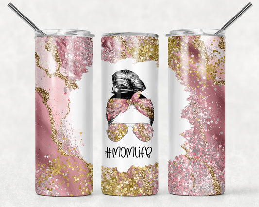 Blush Marble Mom Life Tumbler