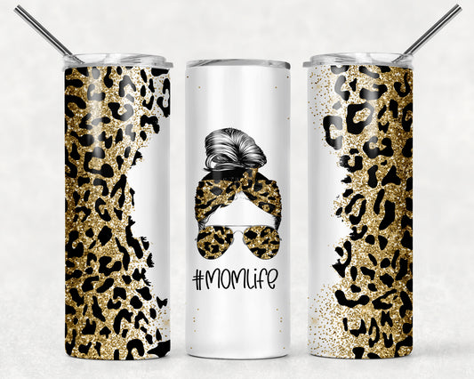 Yellow Leopard Print Mom Life Tumbler