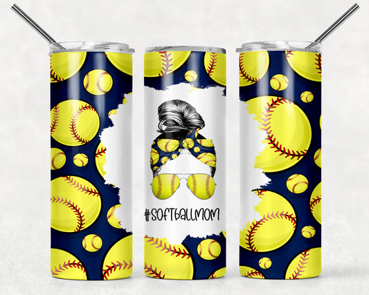 Softball Mom Life Blue Tumbler