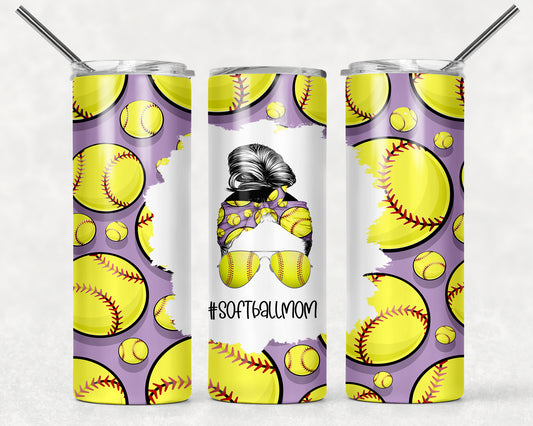 Softball Mom Life Purple Tumbler