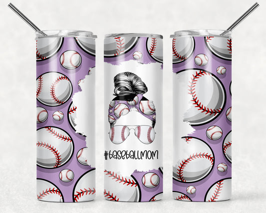 Baseball Mom Life Purple Tumbler