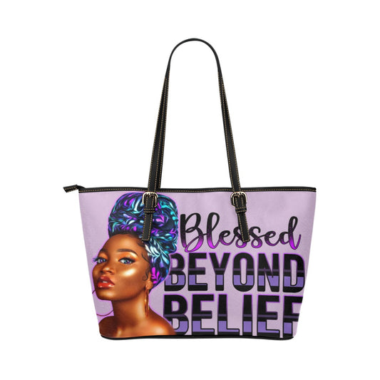 Blessed Beyond Belief Leather Tote Bag
